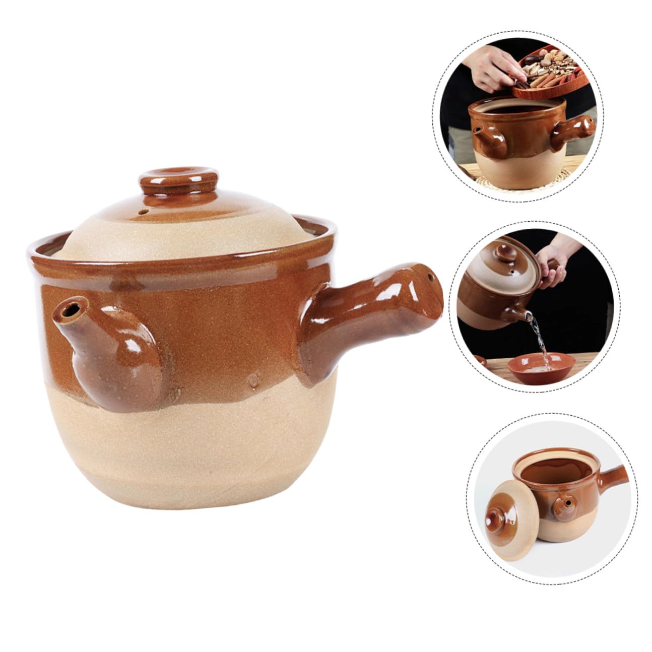 Lurrose de Barro Almacenamiento de Calor para Cocinar Medicina Tradicional de 3l Olla Pequeña de Alfarería Adecuado para Cocina en Casa