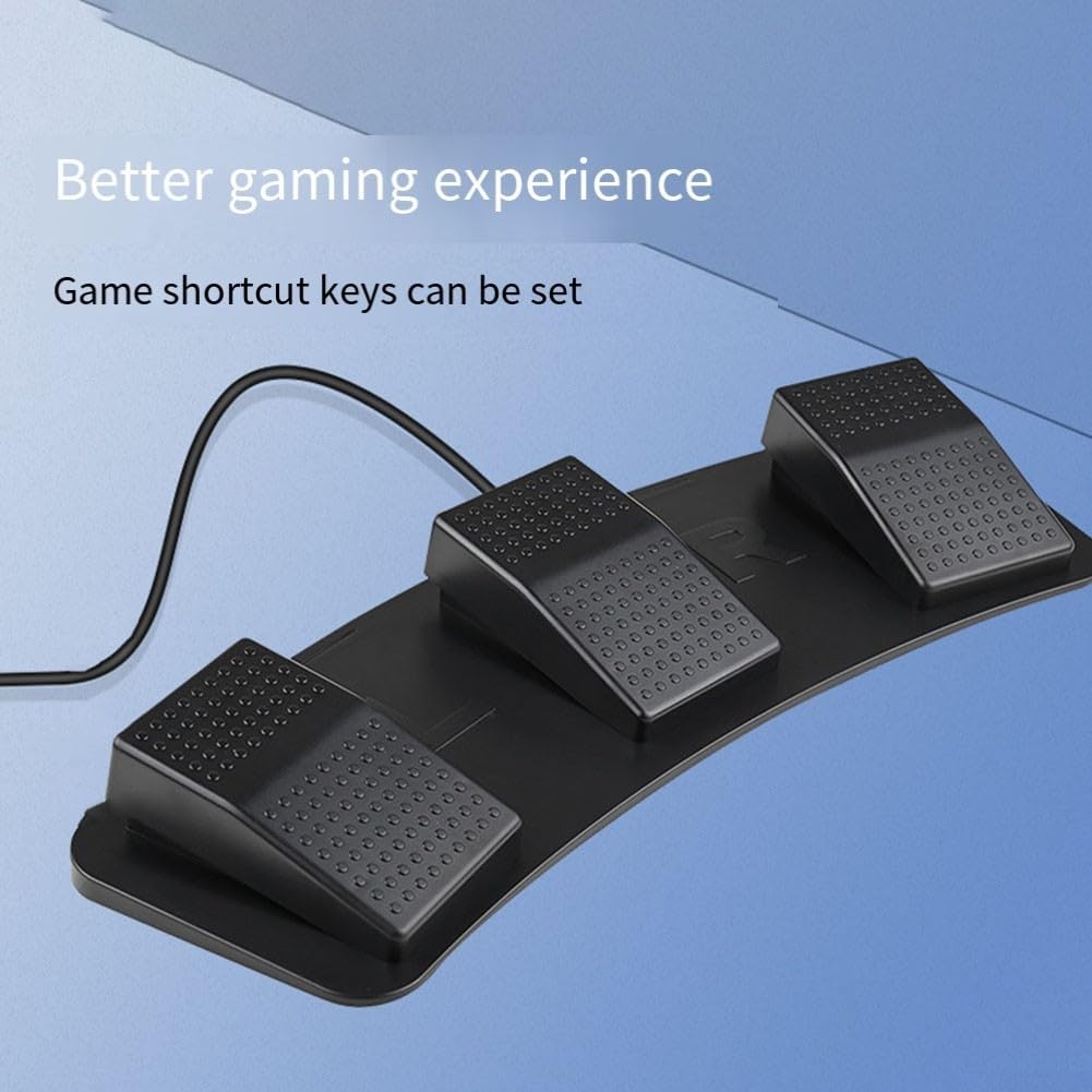 ComfyHarbor USB Dreifach-Fußschalter Pedal, programmierbarer 3-Pedal-Controller für PC Gaming Video Transkription Zoom Photobooth, hohe Empfindlichkeit, ergonomisches Design mit 2 m Kabel, Schwarz