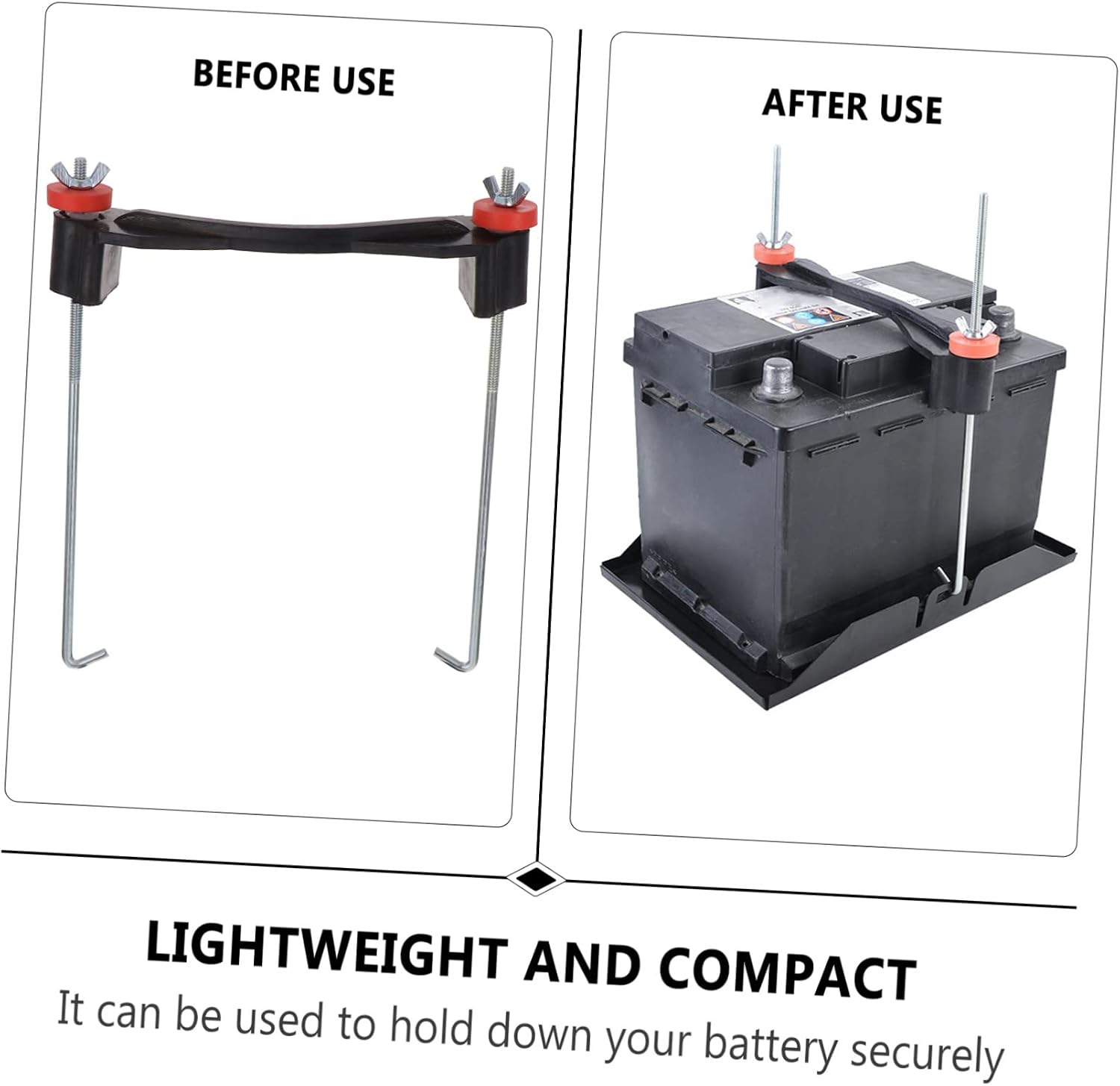 Car Battery Clamp Fixor Hold down Bracket with Sturdy Rubber Easy to Use for All Vehicles