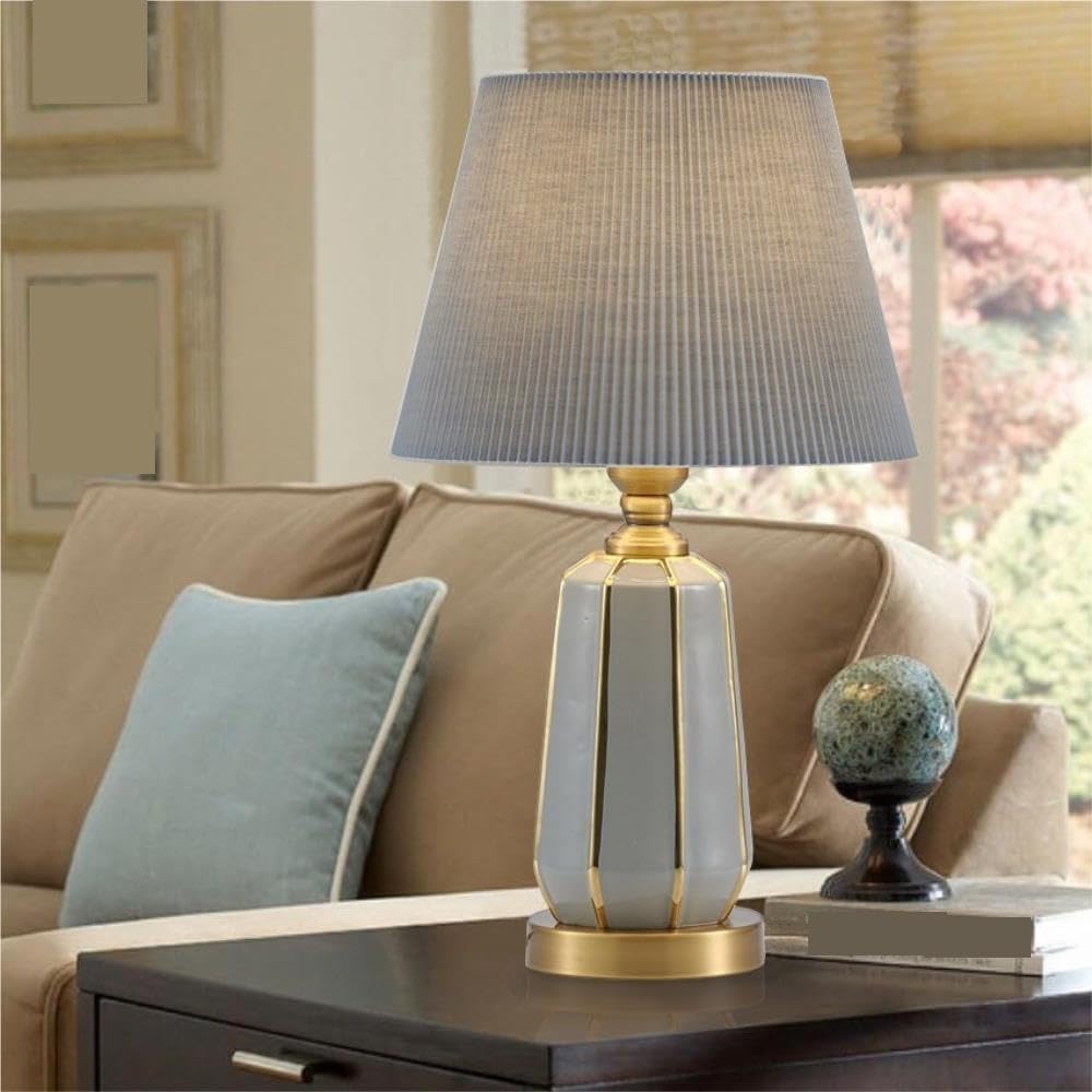 Lampada moderna in ceramica di lusso, luce notturna ambientale | Lusso moderno, base in ceramica, paralume in tessuto, dimmerabile, luce notturna