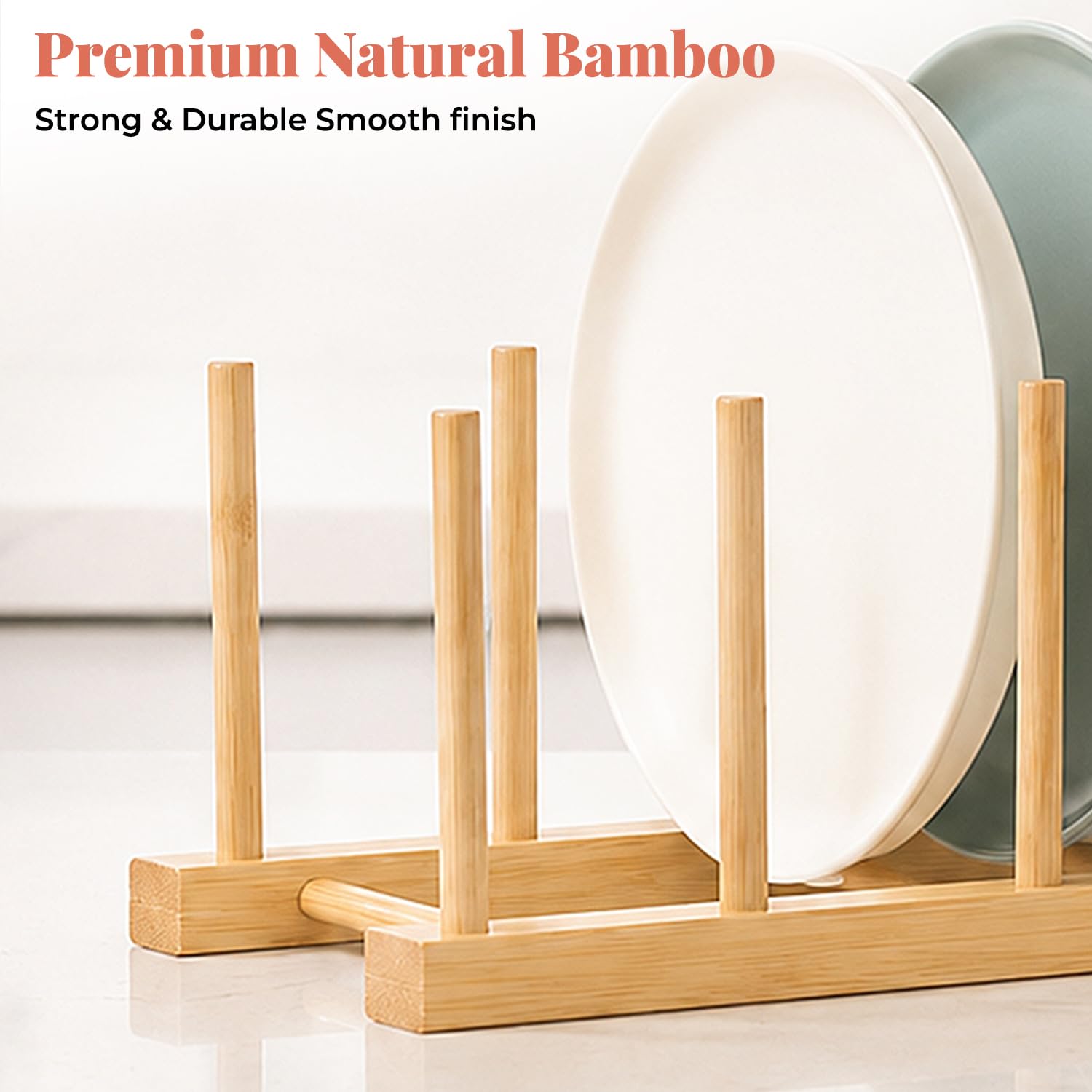 HOKIPO Bamboo Dish Drying Rack - 7 Slots -3