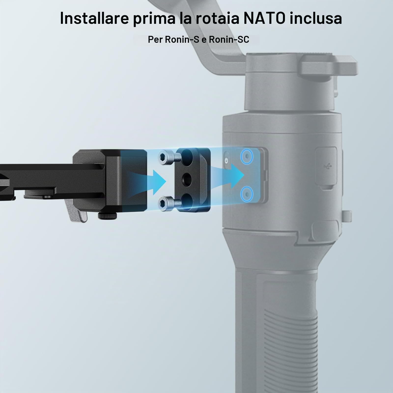 SIRUI RS4/RS3/RS2 Dual Handgrip per DJI RS 4/RS 4Pro/RS 3/RS 3 Pro/RS 2/RSC 2/Ronin-S/Ronin-SC, kit a Doppia Maniglia con 2 NATO Rail, Incorporato Cold Shoe, Filettature da 1/4" e 3/8", AM-DSH