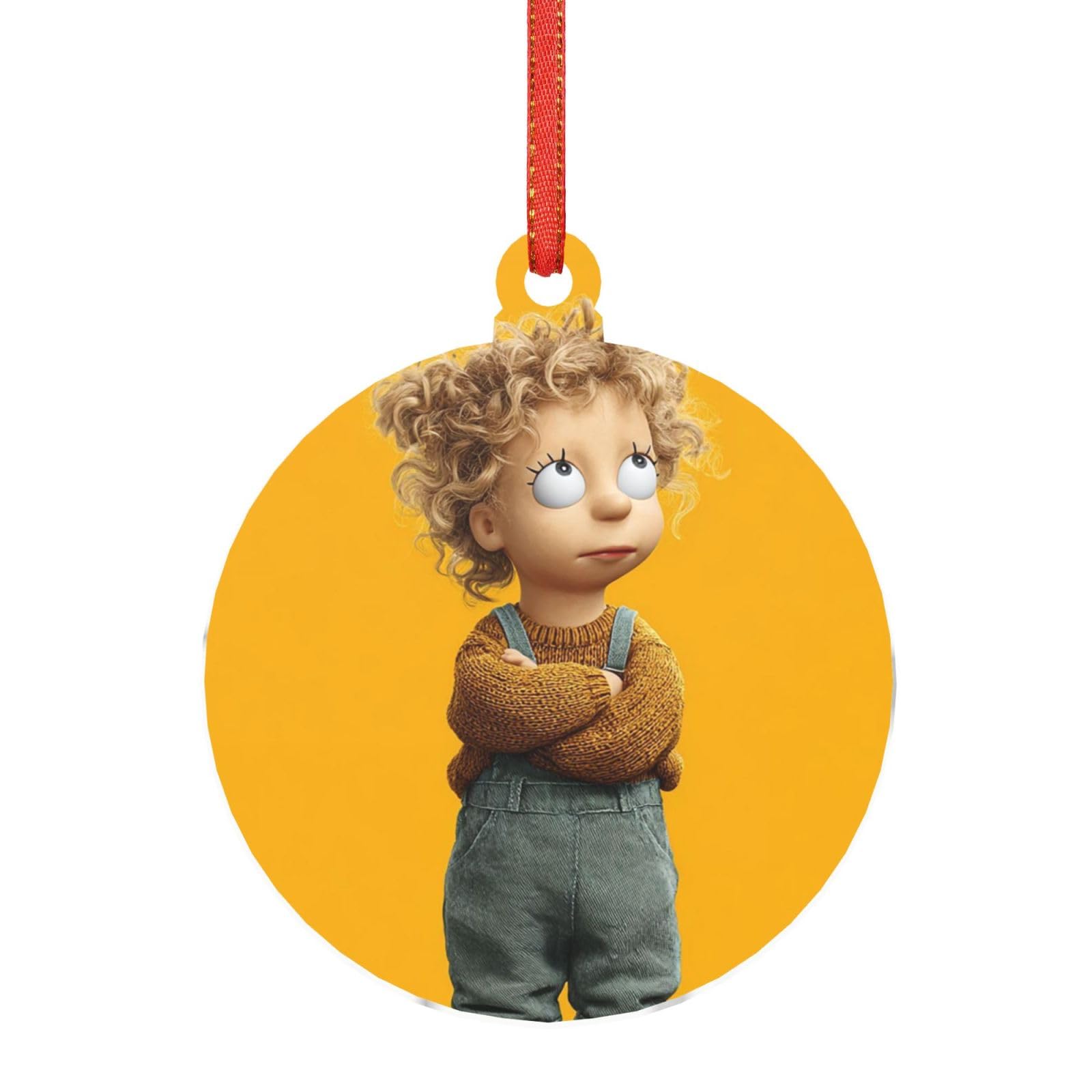 Hjkjkkj Round Shape Acrylic Ornament Christmas Tree Decoration Clear Round Pendant With Red Ribbon Simpsons Christmas Ornaments Indoor Outdoor Hanging Acrylic Pendants For Xmas Party Decor