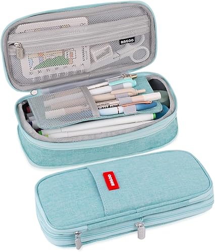 Miniatura 17 de iSuperb Estuche plegable para lápices con cremallera de gran capacidad, bolsa de lona estética, compartimentos para organizar artículos de