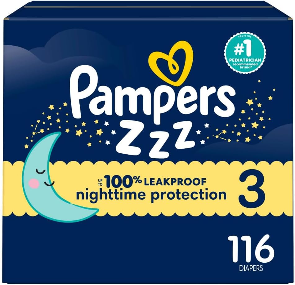 Diapers Size 3, 116 Count - Swaddlers Overnights Disposable Baby Diapers, Enormous Pack (Packaging & Prints May Vary)
