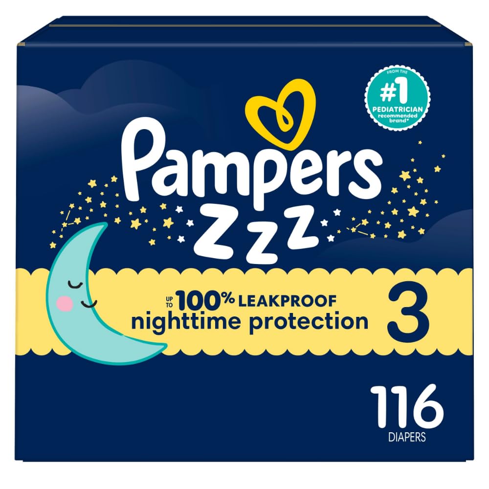 Pampers Diapers Size 3, 116 Count - Swaddlers Overnights Disposable Baby Diapers, Enormous Pack (Packaging & Prints May Vary)