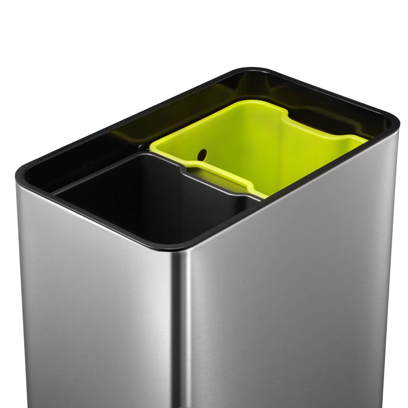 EKO Phantom Sensor Afvalemmer 45L (27 x 46 x 65,5 cm, gepatenteerd ontwerp, demper systeem, vingerafdruk vrij), mat roestvrij staal