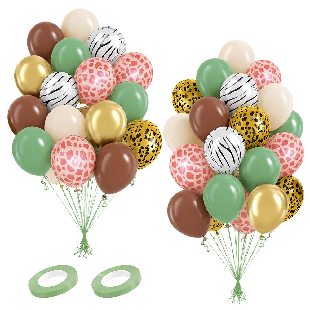 60Pcs Jungle Safari Balloons with Animal Prints for Kids Birthdays
