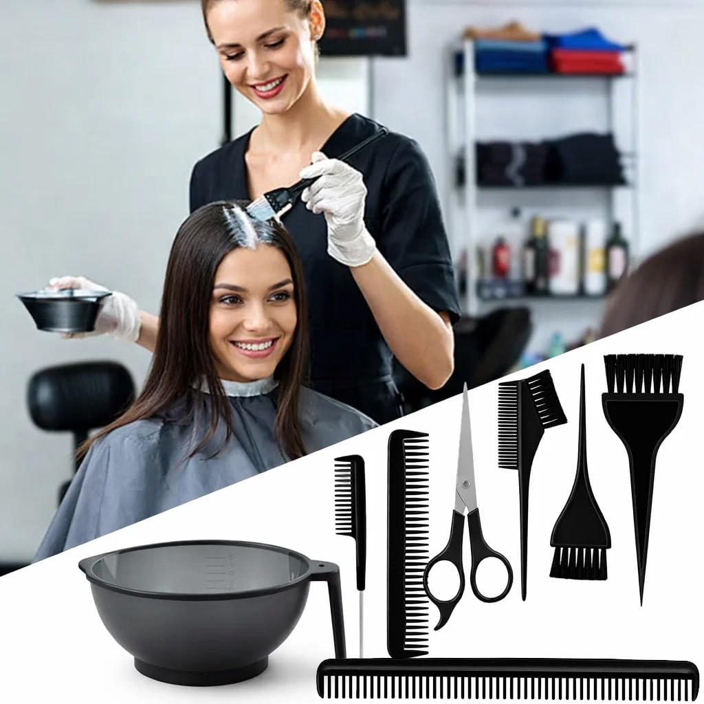 adbeni Ultra Hair Coloring Kit for Men & Women | 1 Scissor, 1 Dye Mixing Bowl 300ml, 3 Hair Brushes, 3 Combs Set | Color Tools for Bleach, Dye, Toner, Highlights | Home Use