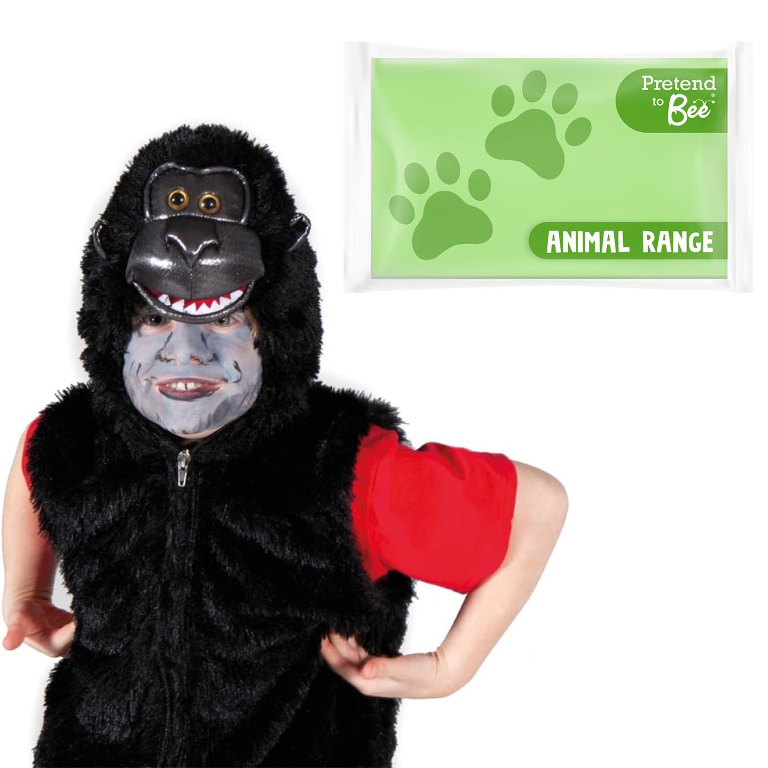 PRETEND TO BEE Gorilla Wild Animal Dress Up Costume for Kids, 3-7 Years, Black
