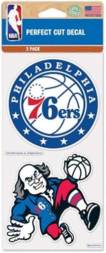 Wincraft NBA Philadelphia 76ers Decal4x4 Perfect Cut Lot de 2 décalcomanies Coul