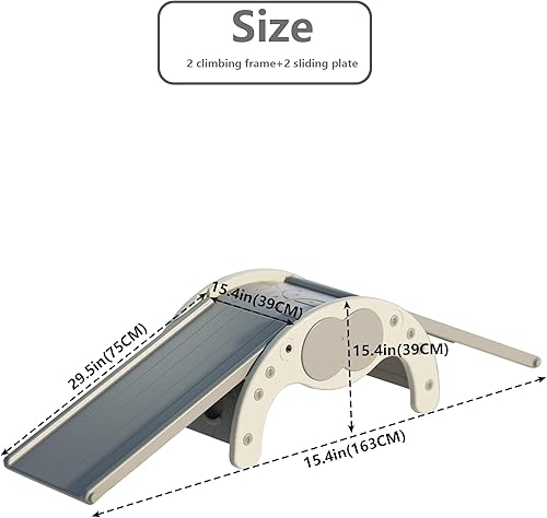 Miniatura 10 de Zona de juegos 4 en 1 para escalar en interiores para niños Función 4 en 1 tobogán, escalada en roca, tabla de equilibrio y cuna segura y sólida