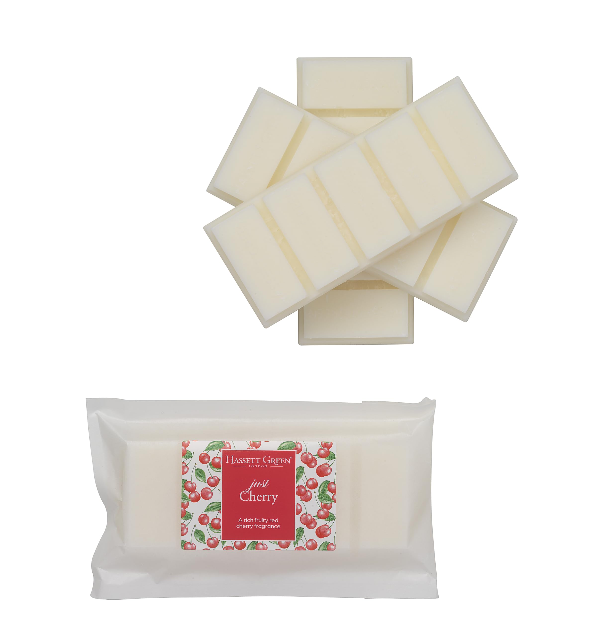 Hassett Green London - Just Cherry Wax Melts, 3 x 55g Snap Bars - Soy-Free & Paraffin-Free, Handmade in the UK