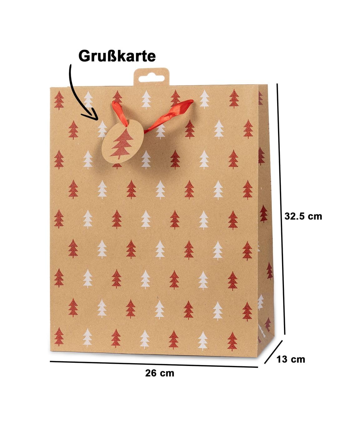 Laro Geschenktaschen Geschenktüten Weihnachten 10/20/40/100stk Large, Anzahl:40, Muster Tüten:Weihnachten Kraftpapier Rot Braun