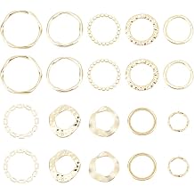 40Pcs 10 Styles Golden Linking Rings Alloy Circle Charms Round Hollow Connectors Metal Twist Ring Charms for DIY Necklace Bracelet Dangle Earring Jewelry Making Crafts