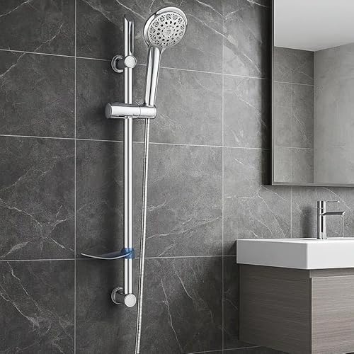 ECOSPA Shower Riser Kit, Shower Slide Bar with Shower Head, Hose, Head Holder and Soap Dish, Adjustable Height Bracket for Bathroom