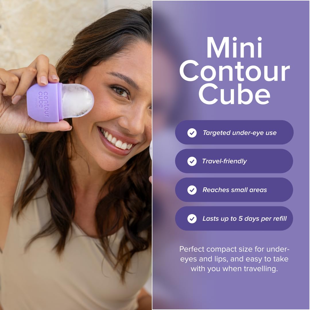 Contour Cube Mini - Revolutionary Ice Roller for Sculpting & De-Puffing - Face Ice Roller & Massager - Ice Mold for Face - Compact Skin Care Tools for Daily Skincare & Travel - Violet