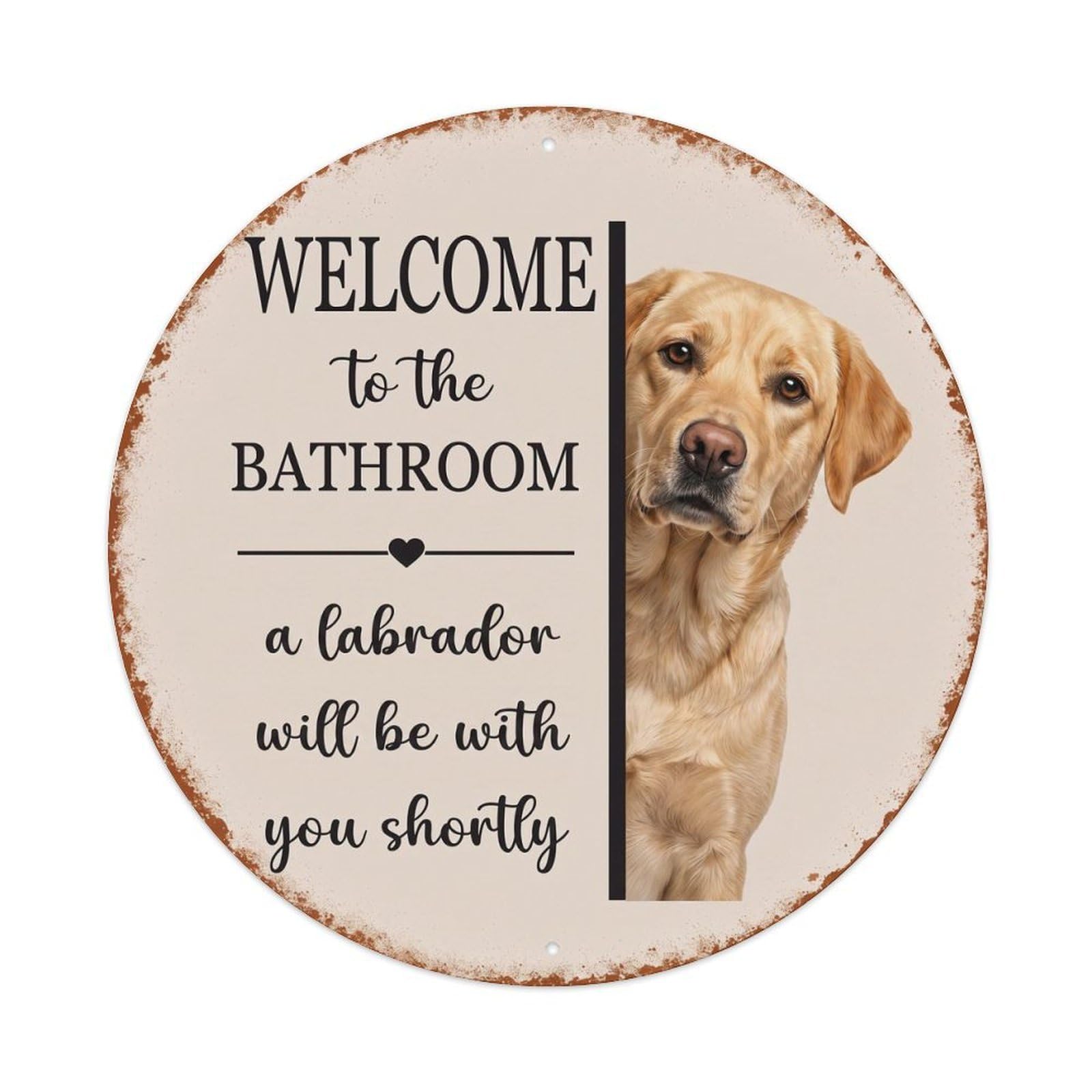 Vintage WELCOME To The BATHROOM Labrador Dog Metal Tin Sign