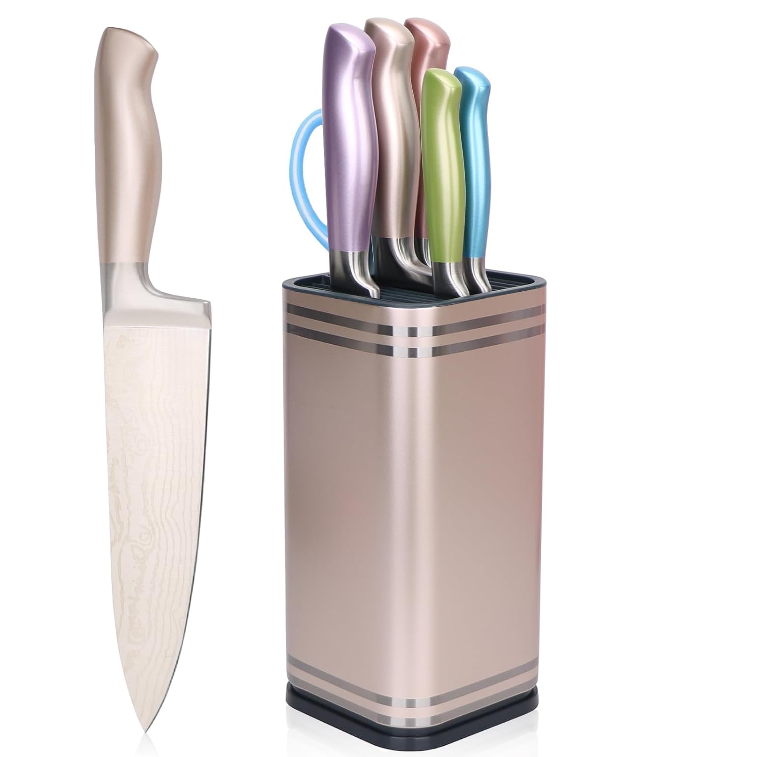 Professional 7-Piece Chef Knife Set - High Carbon Steel Culinary Tools with Stainless Steel Block Dishwasher Safe Rust-Resistant