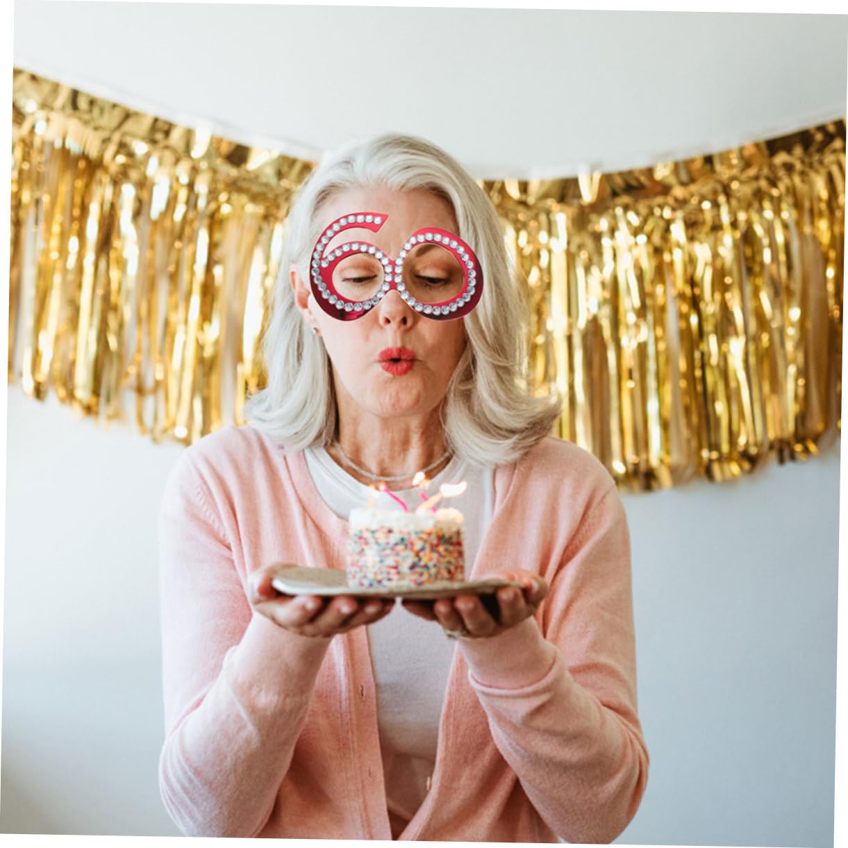 TOPBATHY Lot De 5 Paires De Lunettes Fantaisie Pour Fête Danniversaire Verres À Strass Pailletés 2 Pièces X 5