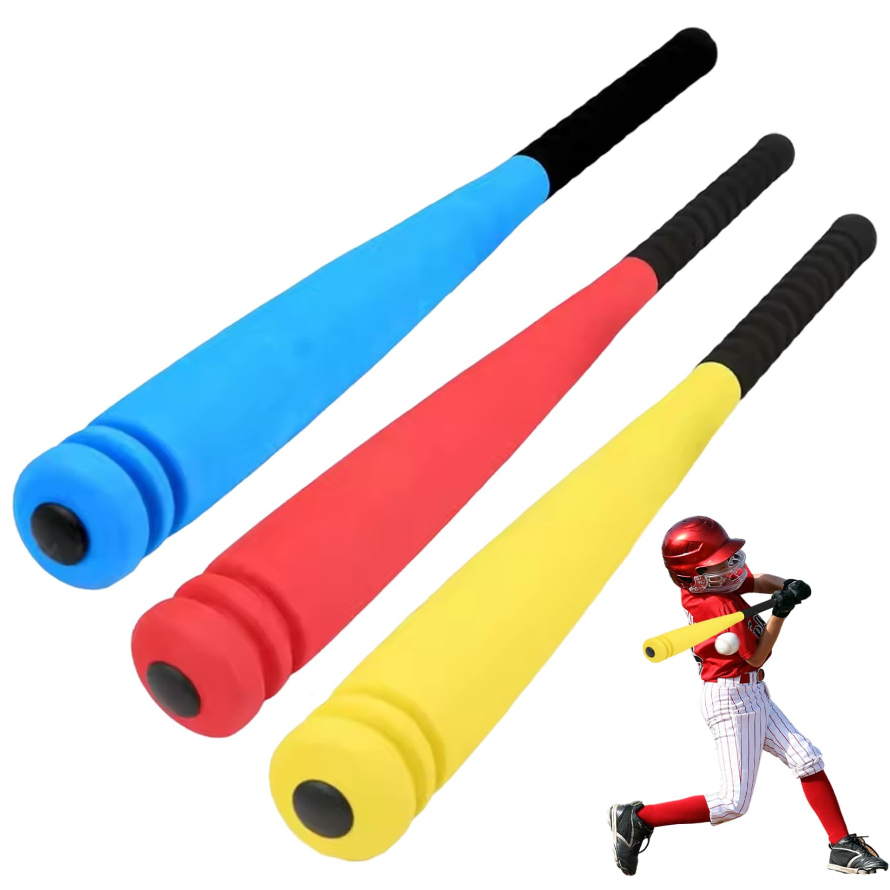 3 Pezzi di Mazza da Baseball per Bambini, Mazza da Baseball in Schiuma Eva da 21 Pollici con Palla per Regalo di Gioco all'aperto