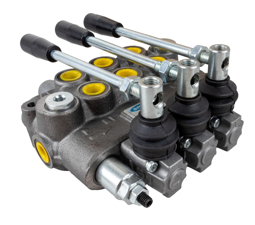 Distributeur hydraulique Ama Basic pour tracteurs 3/8" et à 3 leviers : Distributeur hydraulique double effet avec rappel par ressort, Débit 40 L/min, Pression maximale 180 bar