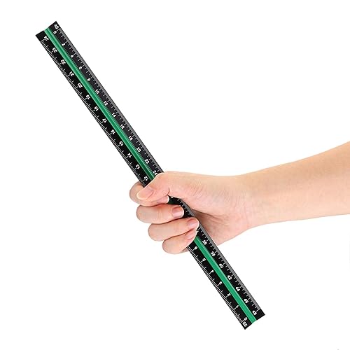 Miniatura 7 de OwnMy Paquete de 3 reglas triangulares de aluminio macizo de 12 pulgadas, juego de reglas de metal a escala arquitectónica y de ingeniero de 3