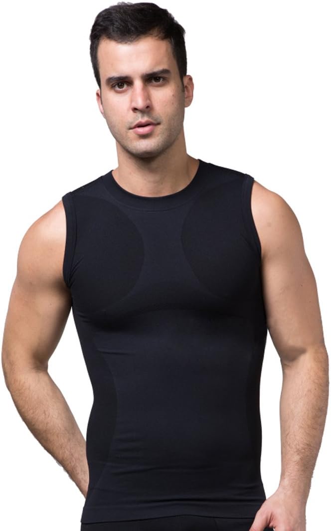 ZEROBODYS Men's Comfortable Moisture-wicking Body Shaper Sporting Vest Cool-dry SS-M05 Black (L)