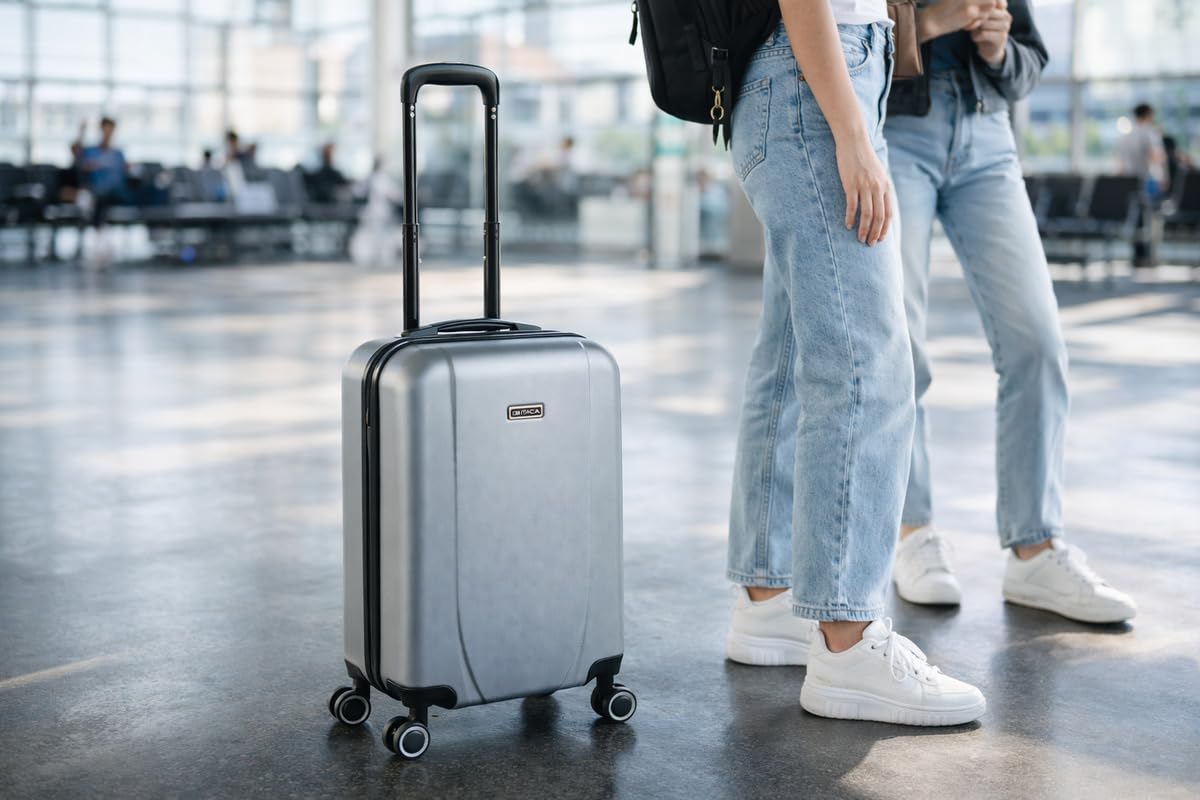 ITACA - Maleta de Cabina 55x40x20 de Viaje rígidas Trolley con 4 Ruedas Dobles para Avion Ligera Equipaje de Mano candado de combinación., Plata — view 2