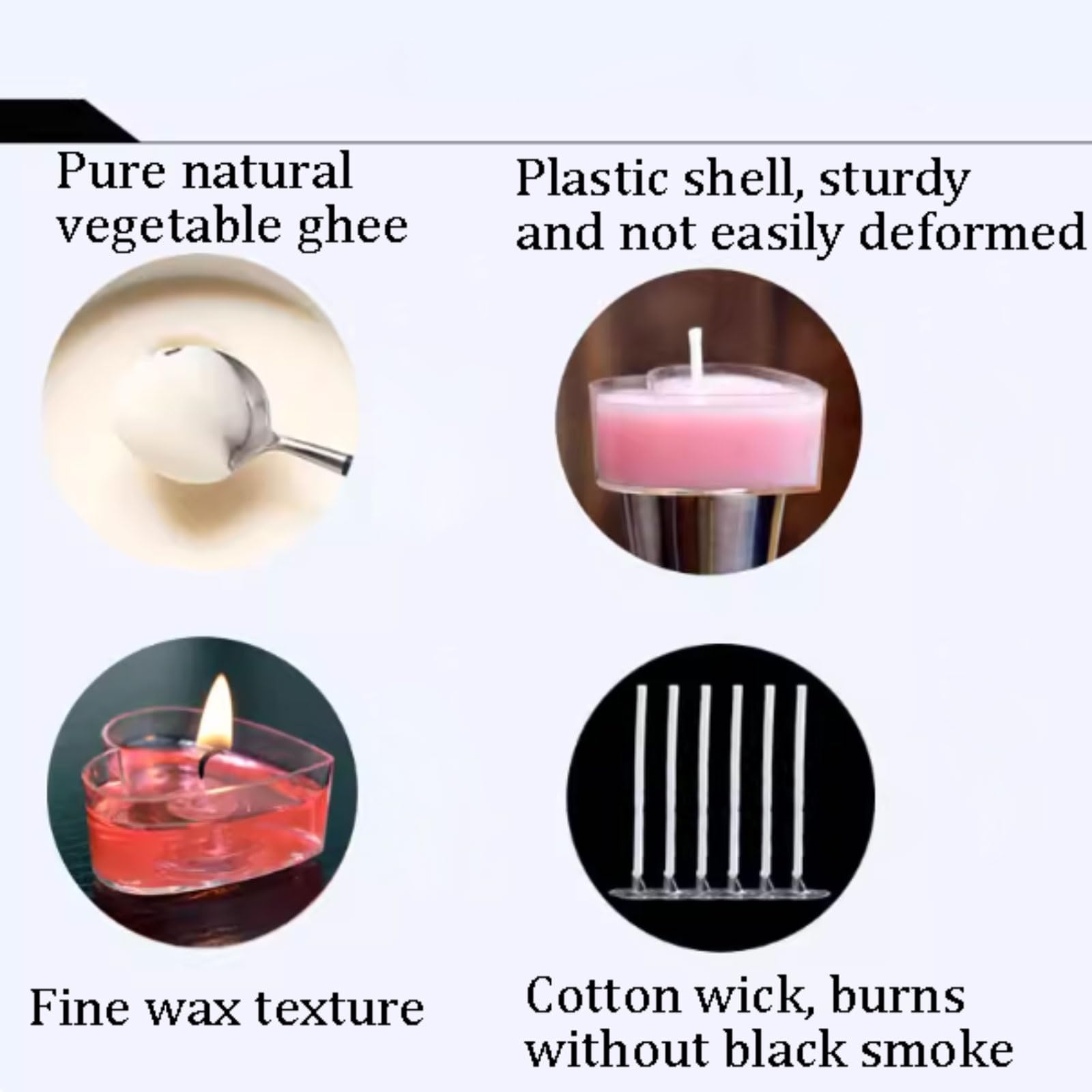 Exquisito Velas de plástico hechas con ghee vegetal Natural y mecha de algodón, Mini vela for vacaciones en casa, relajación y Spa, 30 Uds. meloso(Unscented)