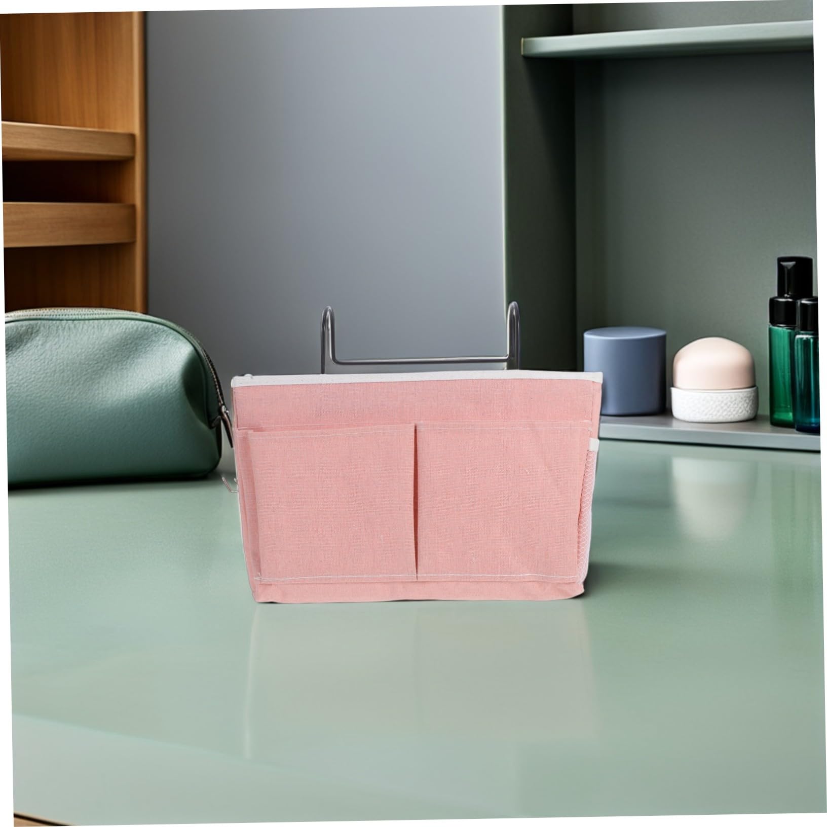 2 pezzi Borsa Portaoggetti da Appendere al Comodino in Tessuto con Tasche Multiple per Camera da Letto e Dormitorio Organizer Sospeso per Libri Riviste ed Essenziali da Rosa