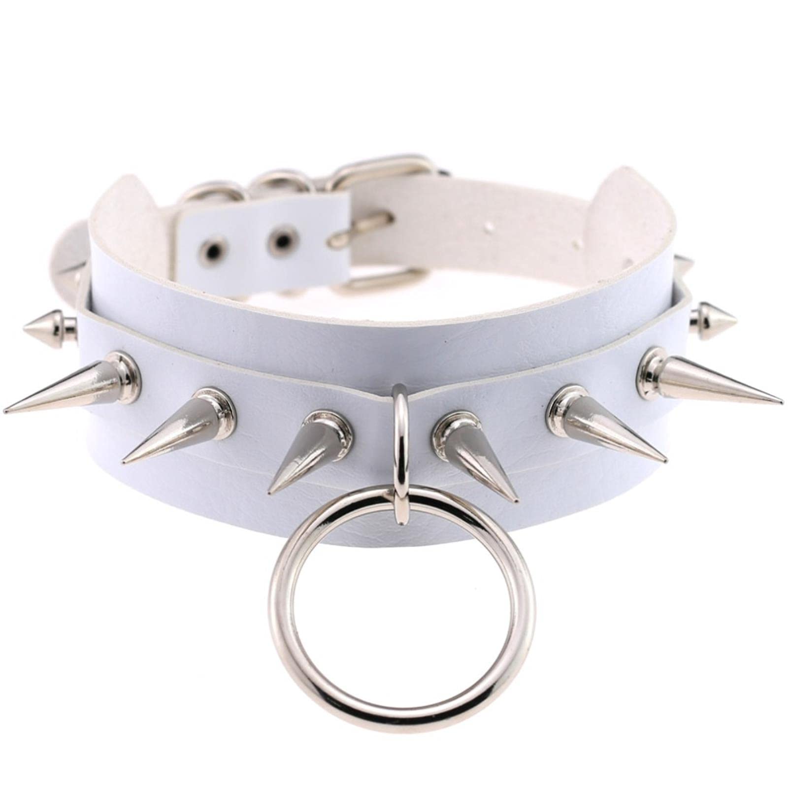 Collier Ras Du Cou Punk Gothique Cuir Respirant - Anneau Métal Pour Jeu De Rôle Et Cosplay