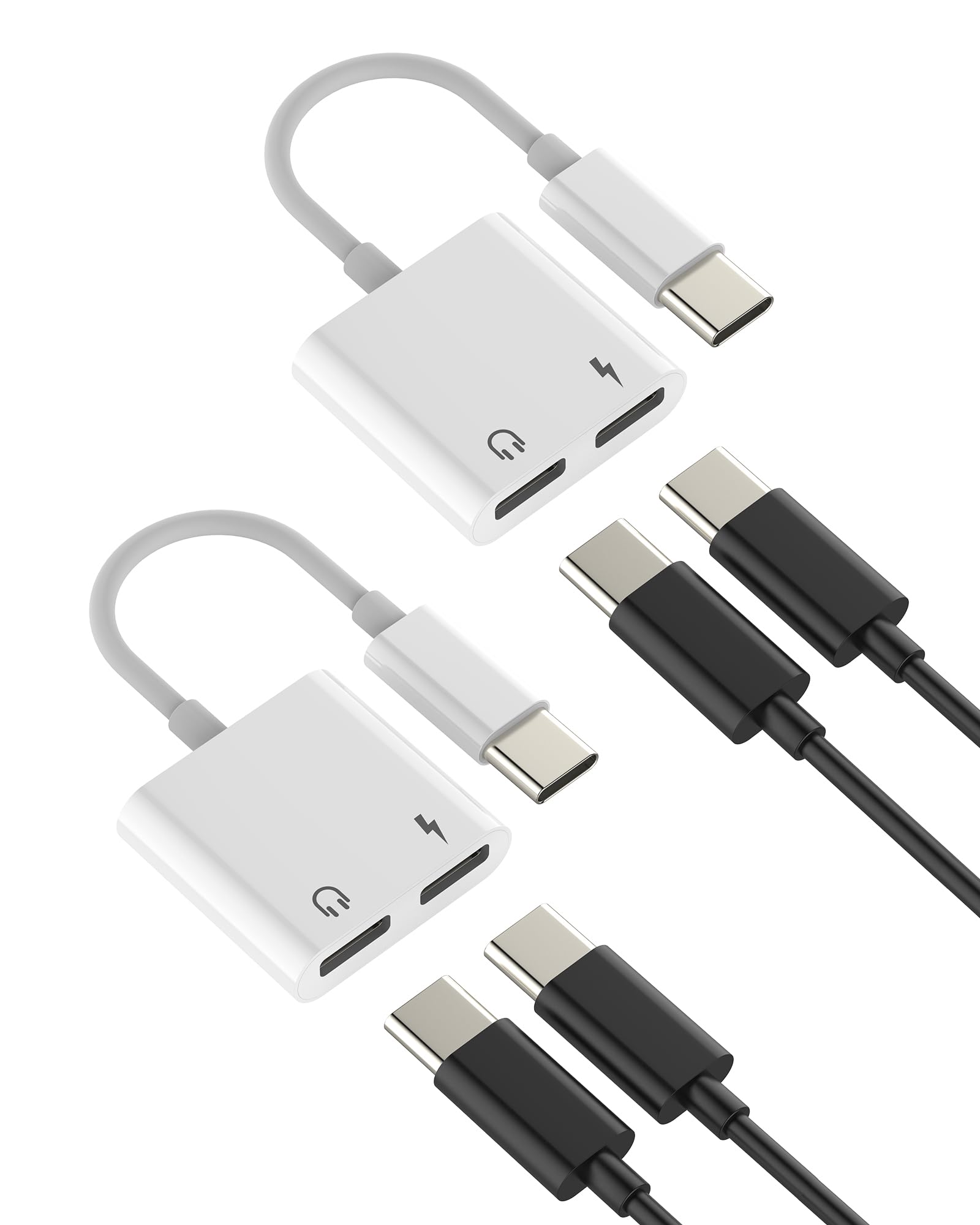 Adattatore Doppio USB C Cuffie Jack(2pack)per iPhone 16 15 Pro Max Tipo C Cavo Aux Audio Ricarica Splitter compatibile per Samsung S25 per Apple Type C Auricolari Caricatore Adapter per iPad Accessori