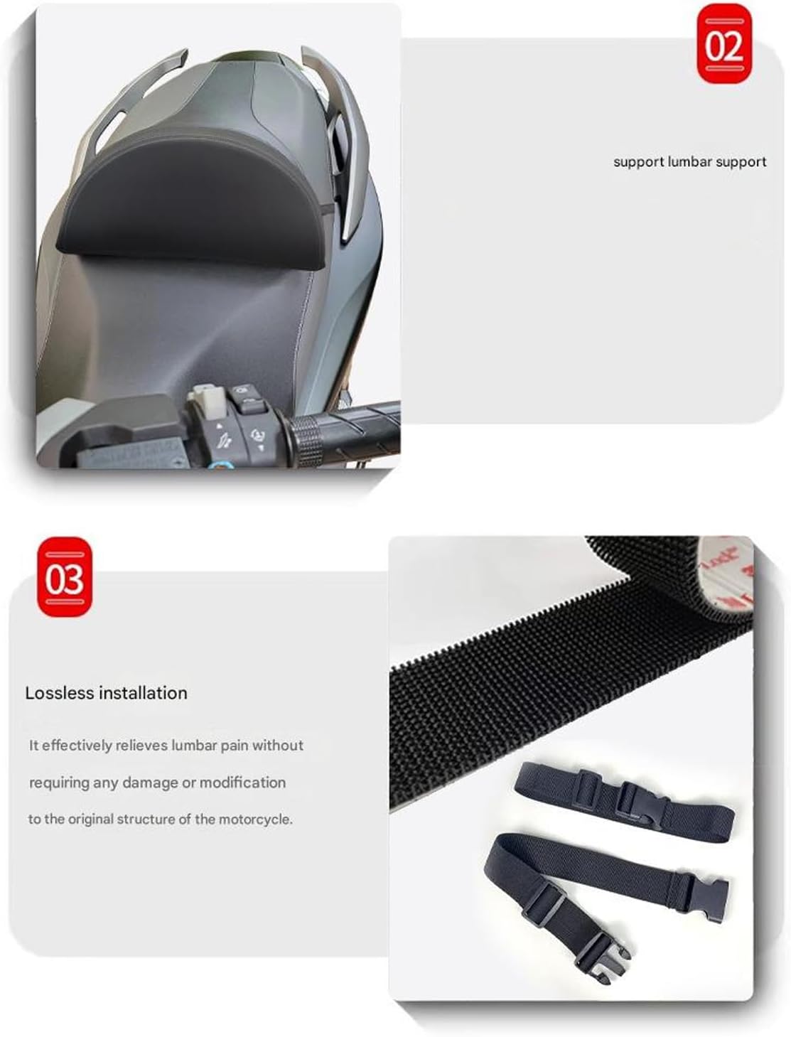 Rear Seat Backrest Attachment Lumbar Pillow for Motorcycle Providing Comfort on Extended Journeys Motorcycle Rear Backrest