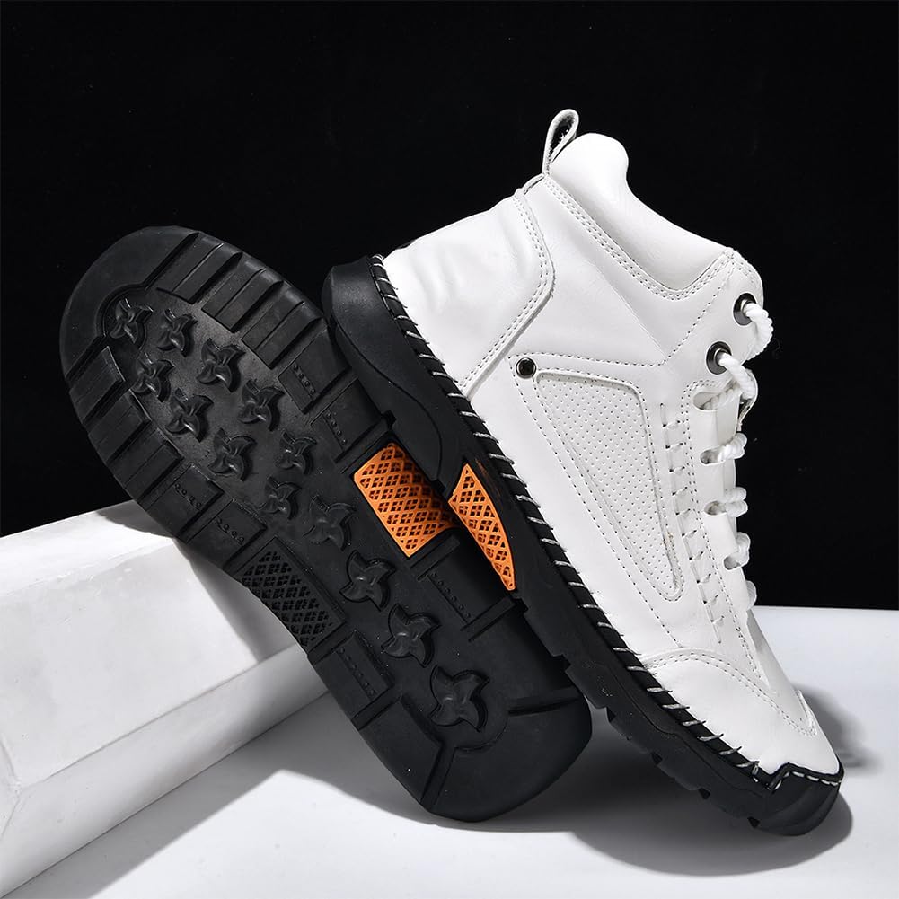 Men's Wide Leather Boots Comfortable Handmade Hiking Boots Arch Support Outdoor Boots, Waterproof Spacious Toe Box Shoes - Image 7