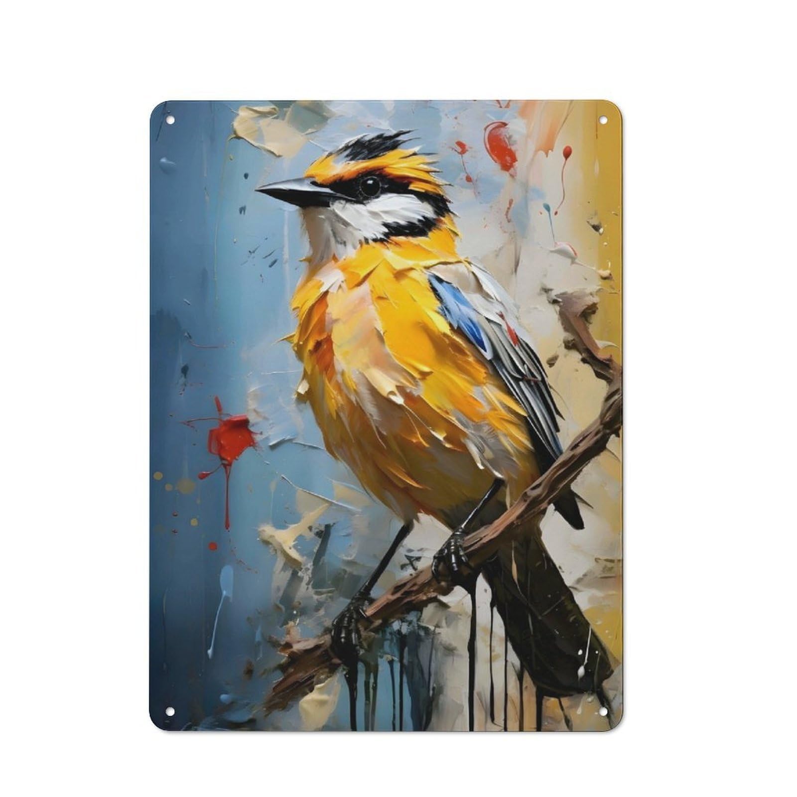 Country Style Kitchen Metal Sign 40x30cm Featuring Bird Painting, Diner Style Decor for Kitchen, Cafe, Pantry Or Dining Room