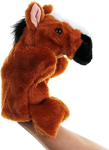 Miniatura 3 de Juguetes de peluche de caballo de mano para niños, animales de peluche suaves, títeres imaginativos de juego de simulación, narración de historias