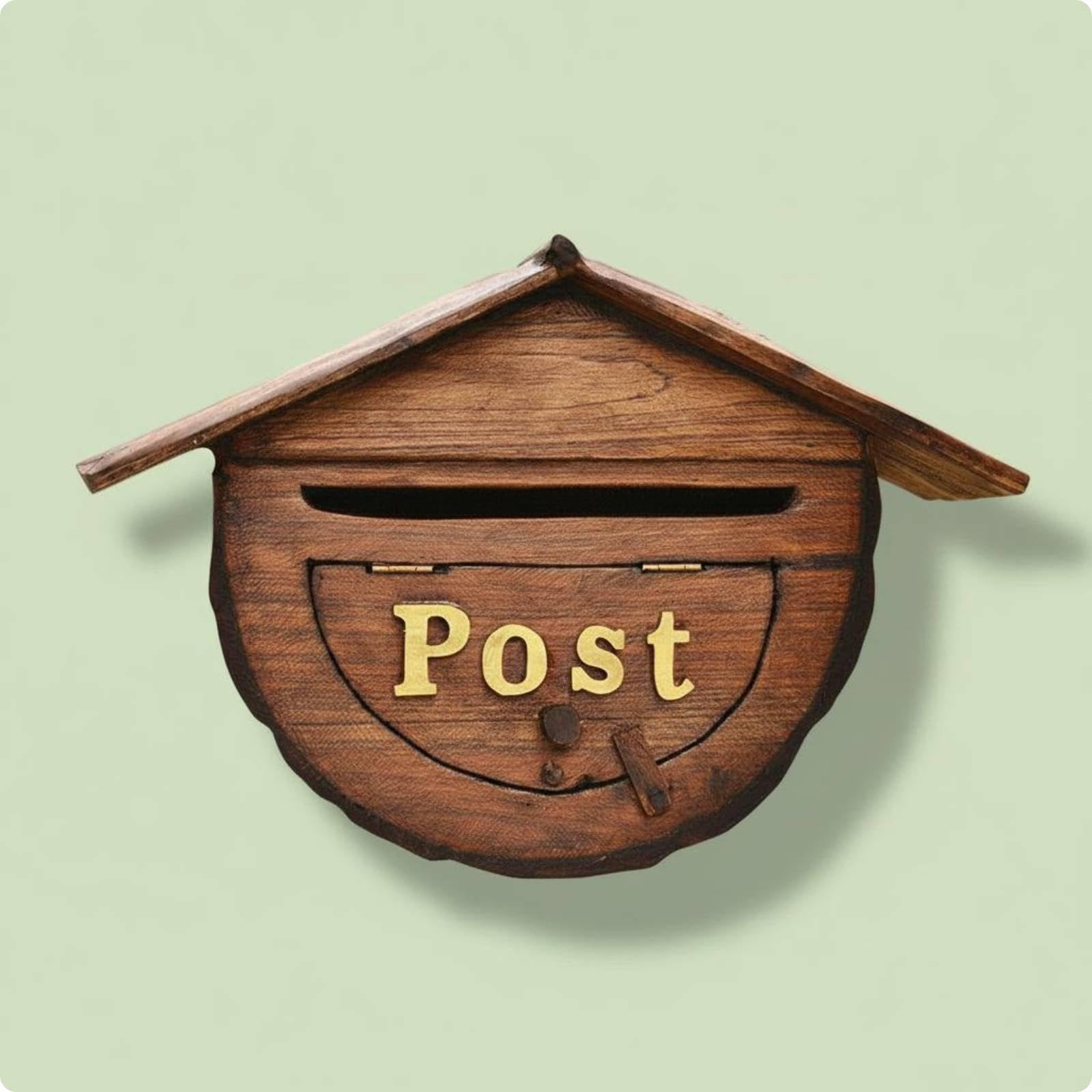 Vintage Mailbox Rainproof Wooden Mailbox Decorative Vintage Post Box for Porch, Garden Brown-image-23