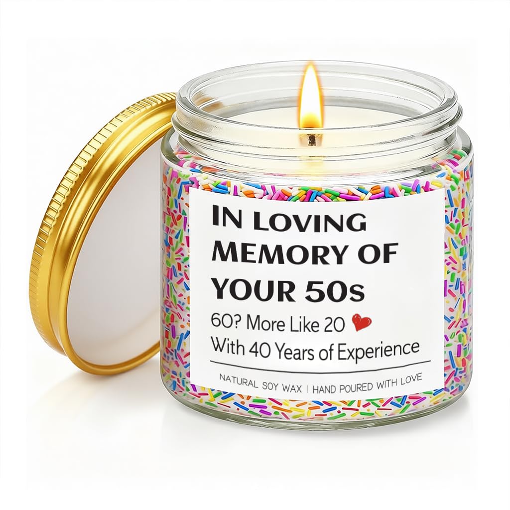 60th Birthday Gifts for Women, 60th Birthday Candle for Wife Husband Mum Dad Auntie Sister, Happy Sixty Gifts Ideas, Lavender Soy Wax Candle, 3.5 oz