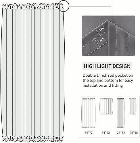 Miniatura 376 de DWCN Cortinas para puerta francesa: cortina térmica con bolsillo para barra para puertas con ventana de cristal, puertas de cocina y patio