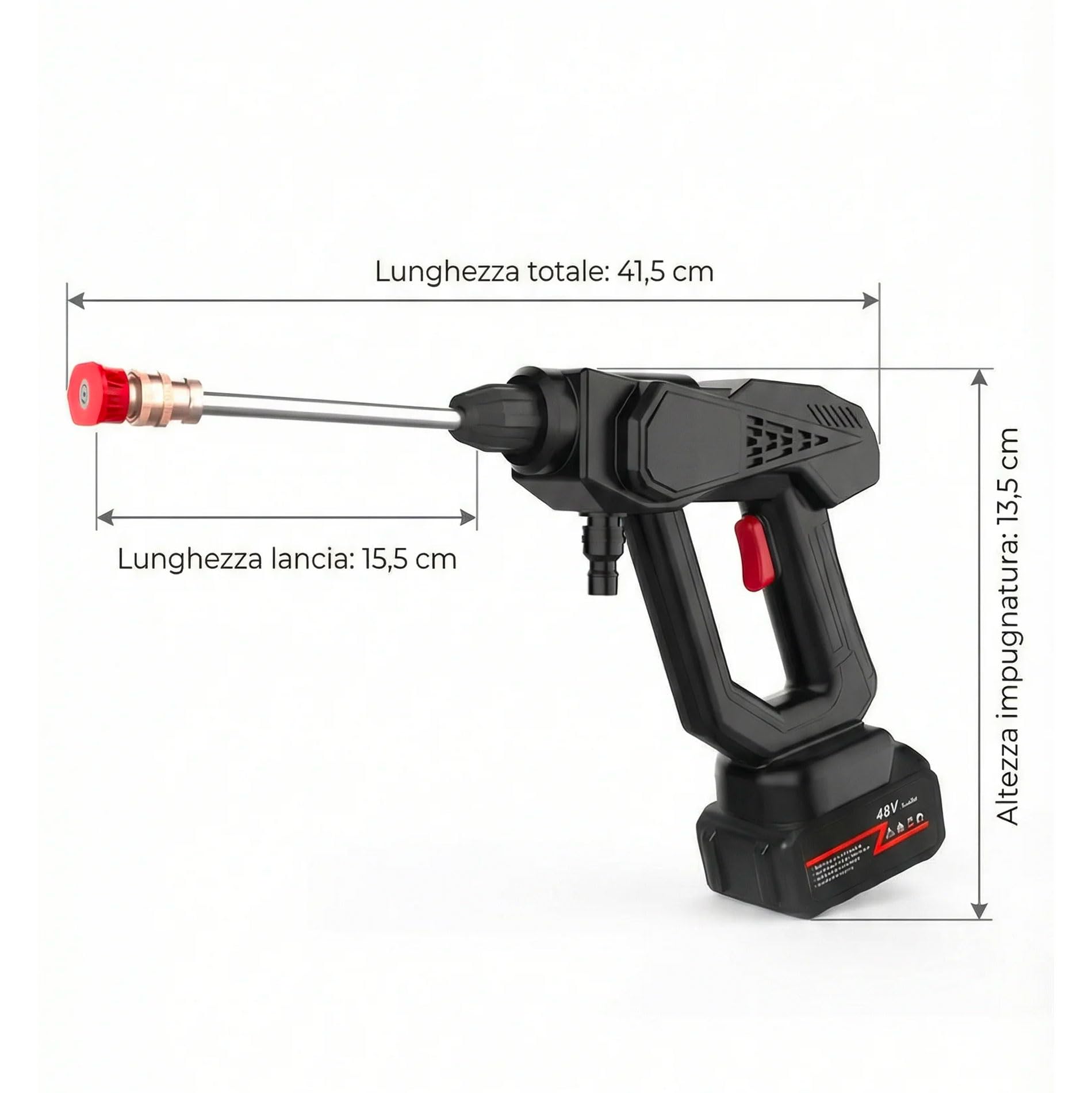 081 Store - Idropulitrice a Batteria 48 V 30 Bar Portatile Senza Fili – 2 Batterie 8000 mAh, 6 Getti Regolabili, Tubo 3 m con Valigetta – Per Auto, Giardino e Pavimenti – Garanzia 2 Anni