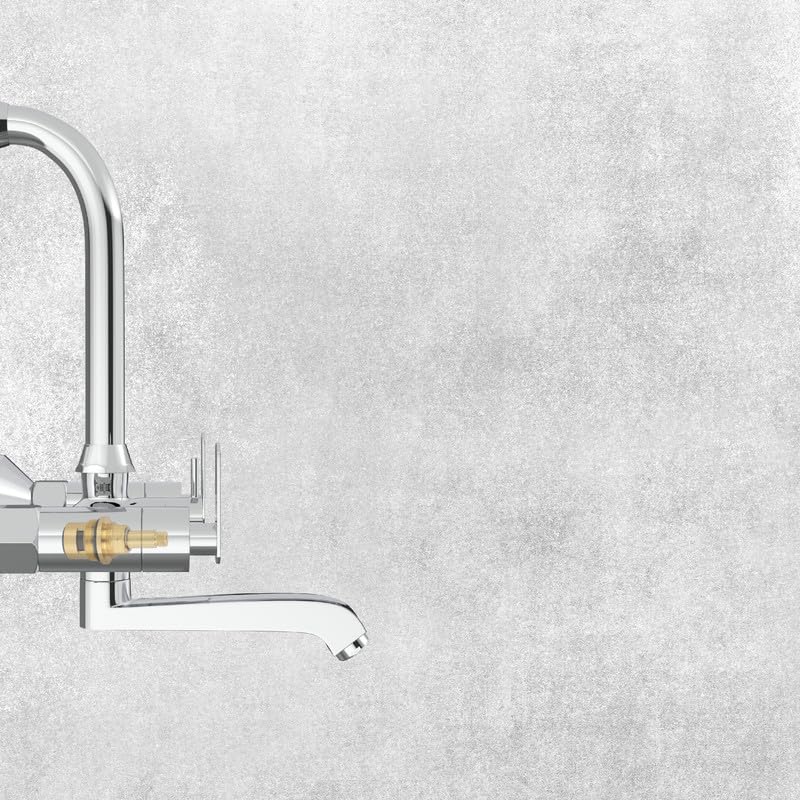Image of GLOXY Premium 2 in 1 Wall Mixer for Bathroom with L Bend Provision for Overhead Shower Jet+ Lever with Brass Spindle Chrome Finish - Hot and Cold Water Mixer Tap for Bathroom - 10 Years Warranty