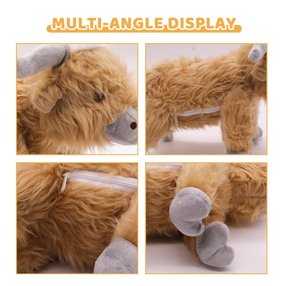 JynxtoyZeal 35cm Highland Cow Stuffed Animals Plush Toy Hochlandskühe Teddy Stuffed Soft Standing Highland Bull Animal Toy Soft Cuddly Plushies Farm Toy Home Decor Gift - Image 4
