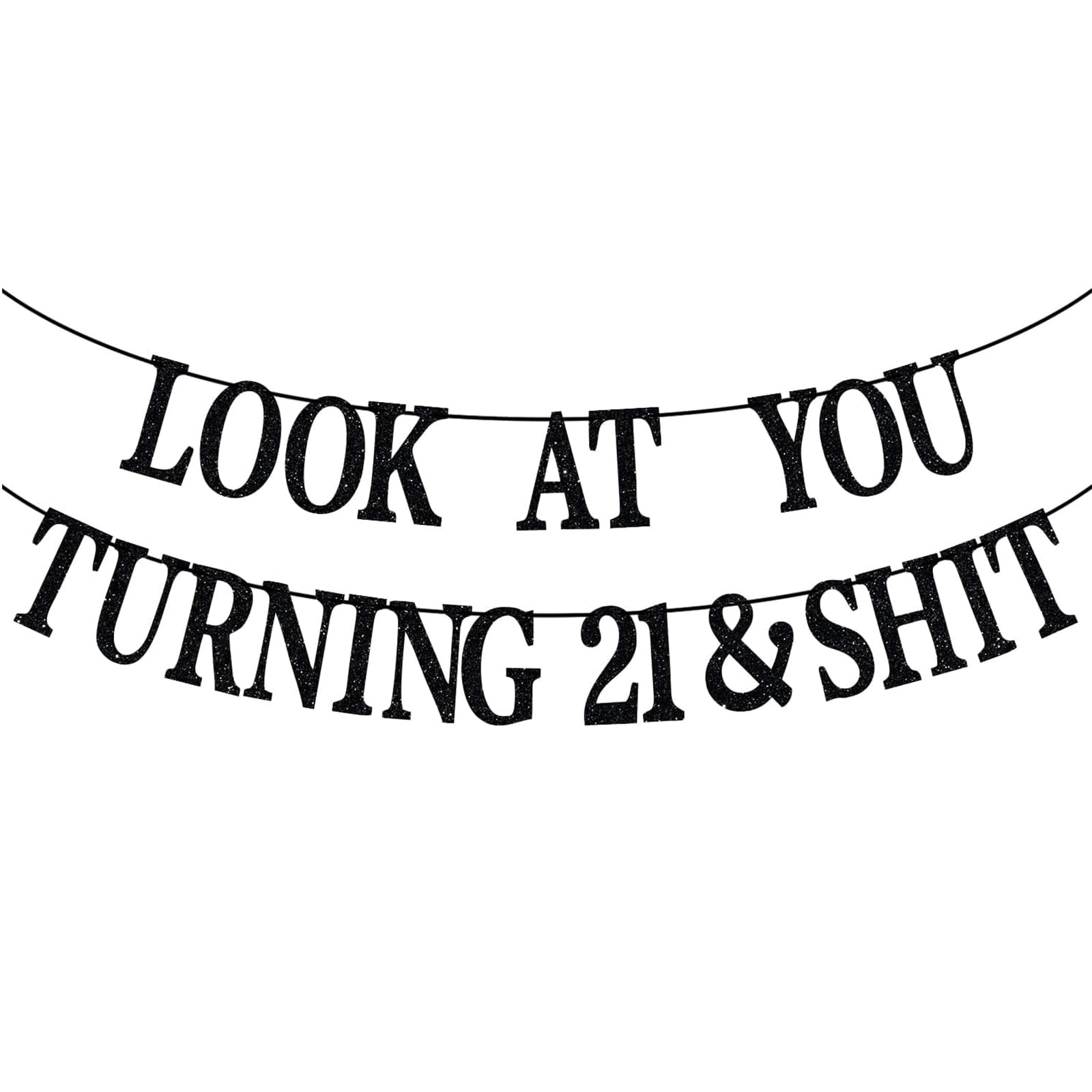 21st Birthday Banner, 21st Birthday Decorations for Her and Him, Happy 21, Cheers to 21 Years, 21 & Legal, Funny 21 Party Decorations Hanging Backdrop Gifts, Black Glitter