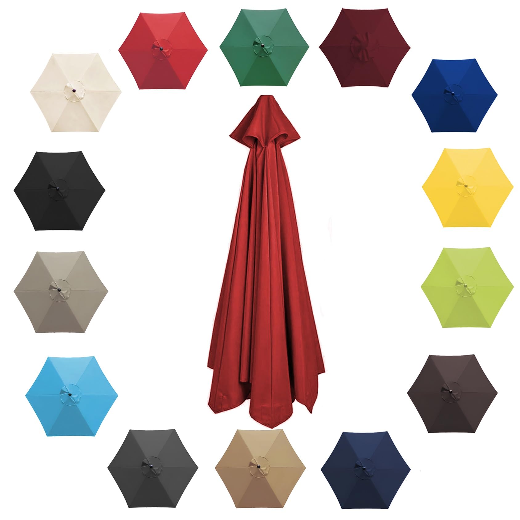 200cm 2.7m 300cm Umbrella Replacement Parasol Canopy, Garden Parasol Canopy Cover For Patio Sun Umbrella, 6 Arms/8 Arms Replacement Parasol Cover, Market Table Umbrella Replacement Top(Color:Red,Size: