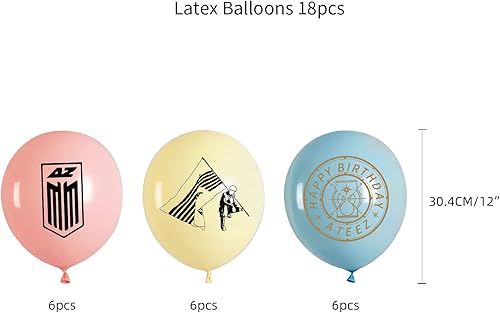 Miniatura 5 de ATEEZ - Juego de regalo de decoración de cumpleaños, suministros de fiesta de cumpleaños ATEEZ, incluye pancartas ATEEZ, decoración para tartas, 12