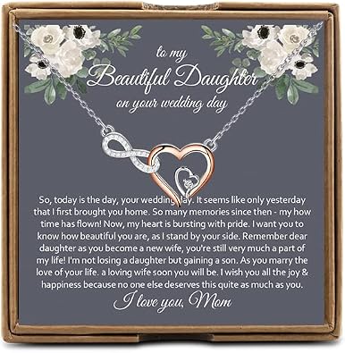 OKEYCH Dau-ghter Wedding Gift for Bride from Mom Dau-ghter on Wedding Day from Mother Necklace Dau-ghter Bridal Shower Gift