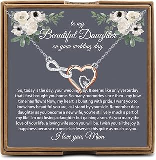 OKEYCH Daughter Wedding Gift for Bride from Mom Daughter on Wedding Day from Mother Necklace Daughter Bridal Shower Gift