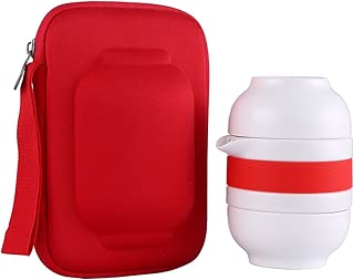 ONEISALL 1pot 2cups Chinese Travel Ceramic Tea Sets Portable Kung Fu Tea Pot with Bag,Porcelain Teapots For Outdoor Picnic,Mini Tea Cup With Tea Infuser (red) - coolthings.us