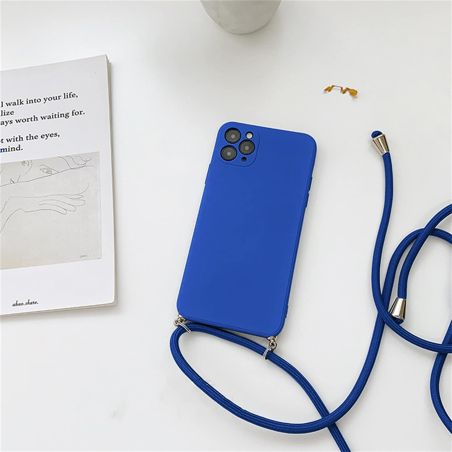 Cover IPhone 14 Plus Con Cordoncino Collare: Custodia TPU Cachi Con Catena Regolabile - 3